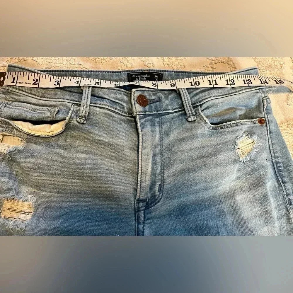 Abercrombie & Fitch Womens Harper Super Skinny Distressed Jeans A&F - Picture 4 of 5